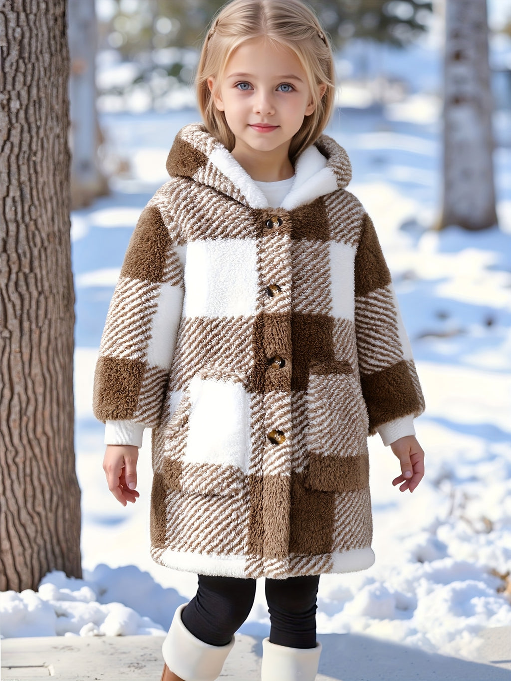 Veste longue à capuche pour fille, à la mode