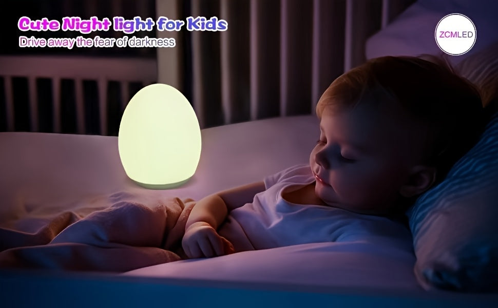 Veilleuse rechargeable en forme d'œuf avec 7 modes de couleur — Monptitlou