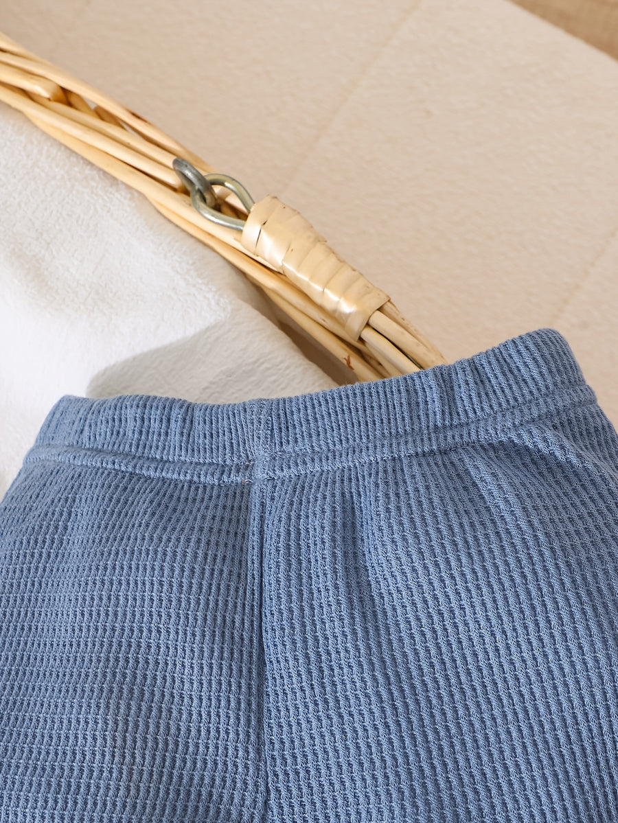 Pantalons polo à col pour bébé 0-1 an, bleu et blanc rayés — Monptitlou
