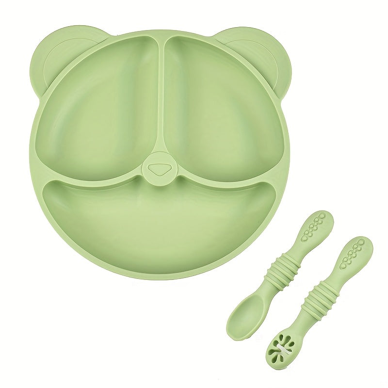 [Cadeau pour enfants] Assiette Divisée en Silicone (avec Ventouse) et 2 — Monptitlou
