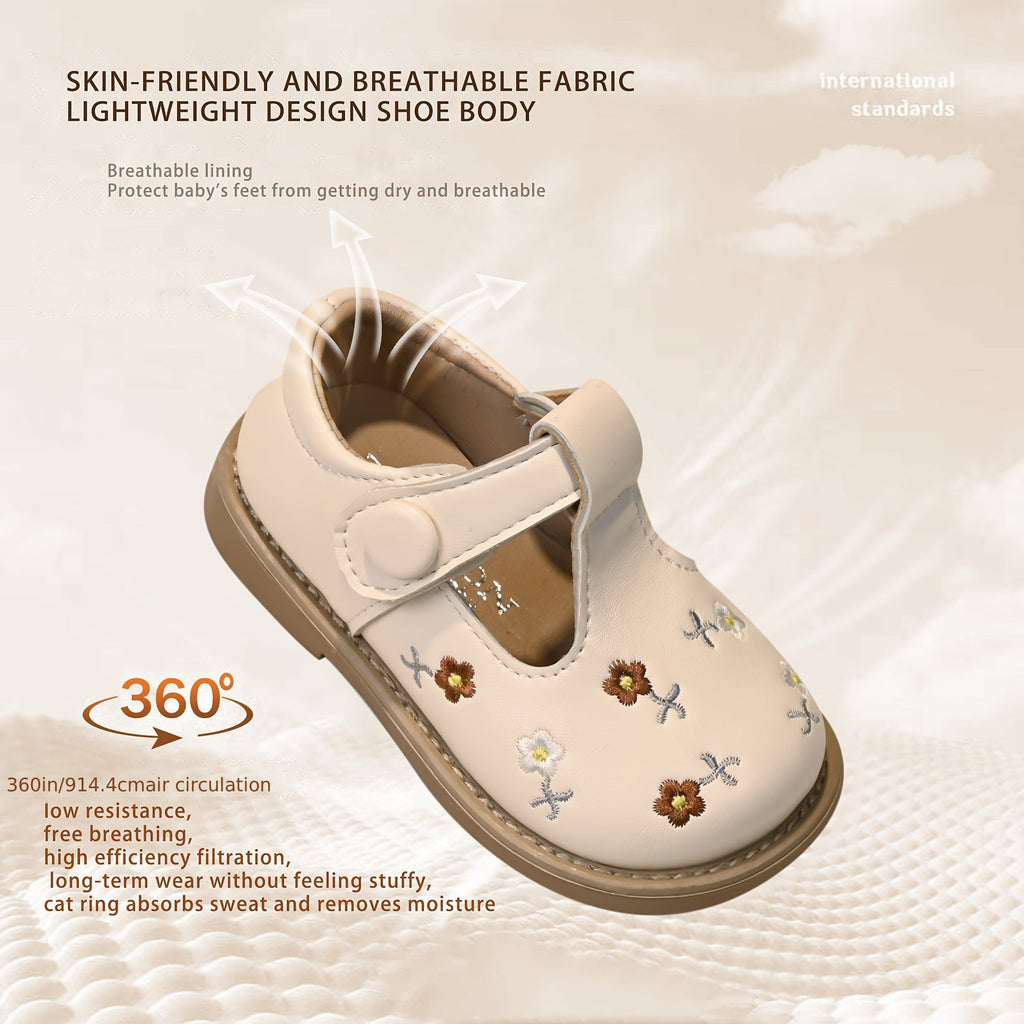 Chaussures de bébé 1-3 ans printemps été à semelle souple, fleurs brodées, chaussures de princesse plates, antidérapante