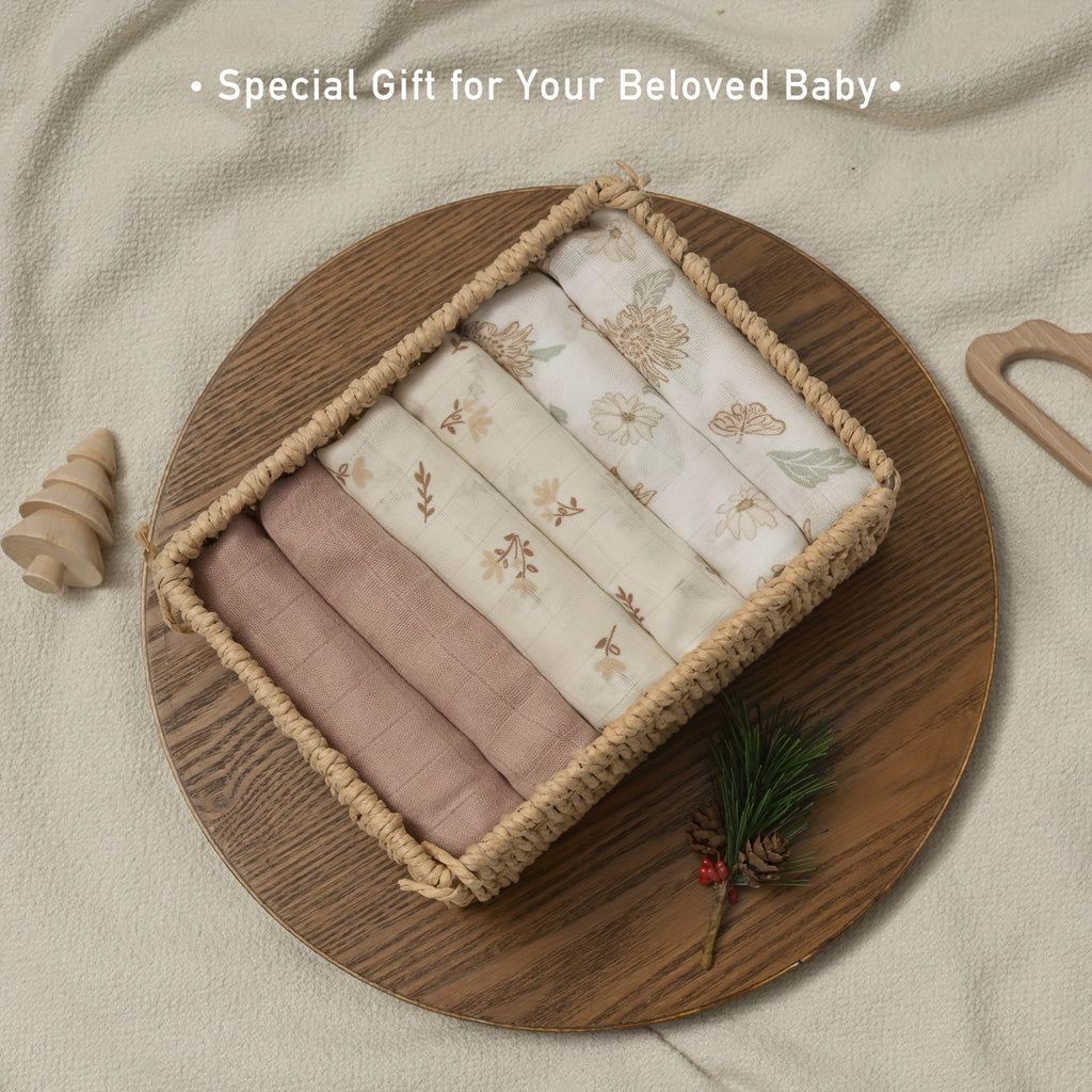 Lot de 6 langes bébé en mousseline de coton — Monptitlou