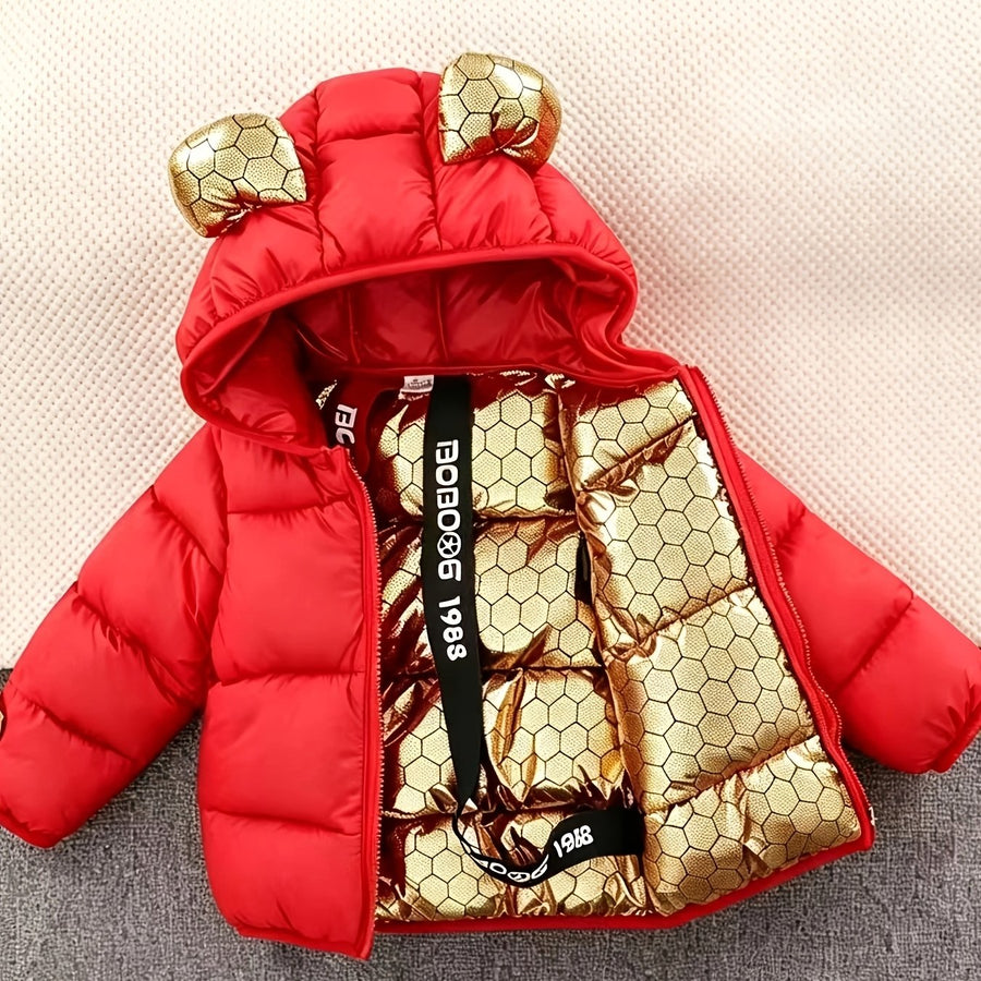 Veste matelassée matelassée nid d'abeille noire et dorée à capuche et — Monptitlou