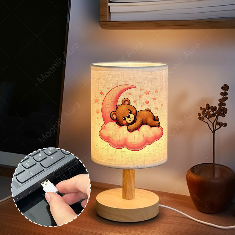Veilleuse LED en tissu, Lampe de table, Lampe de bureau, Lampe LED — Monptitlou