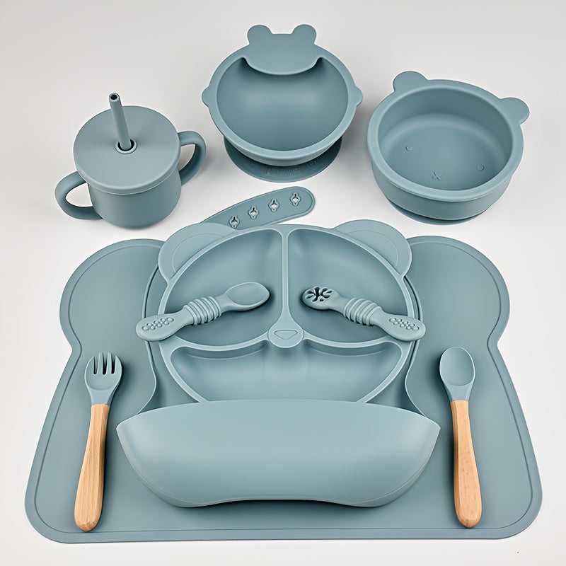 Ensemble de couverts bébé 10 pièces, assiettes en silicone — Monptitlou