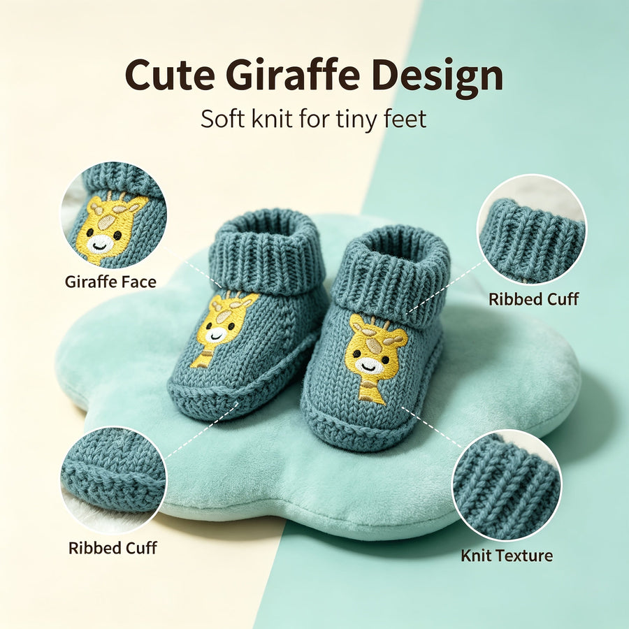 1 Paire de Chaussures Bébé Girafe Tricotées à la Main — Monptitlou
