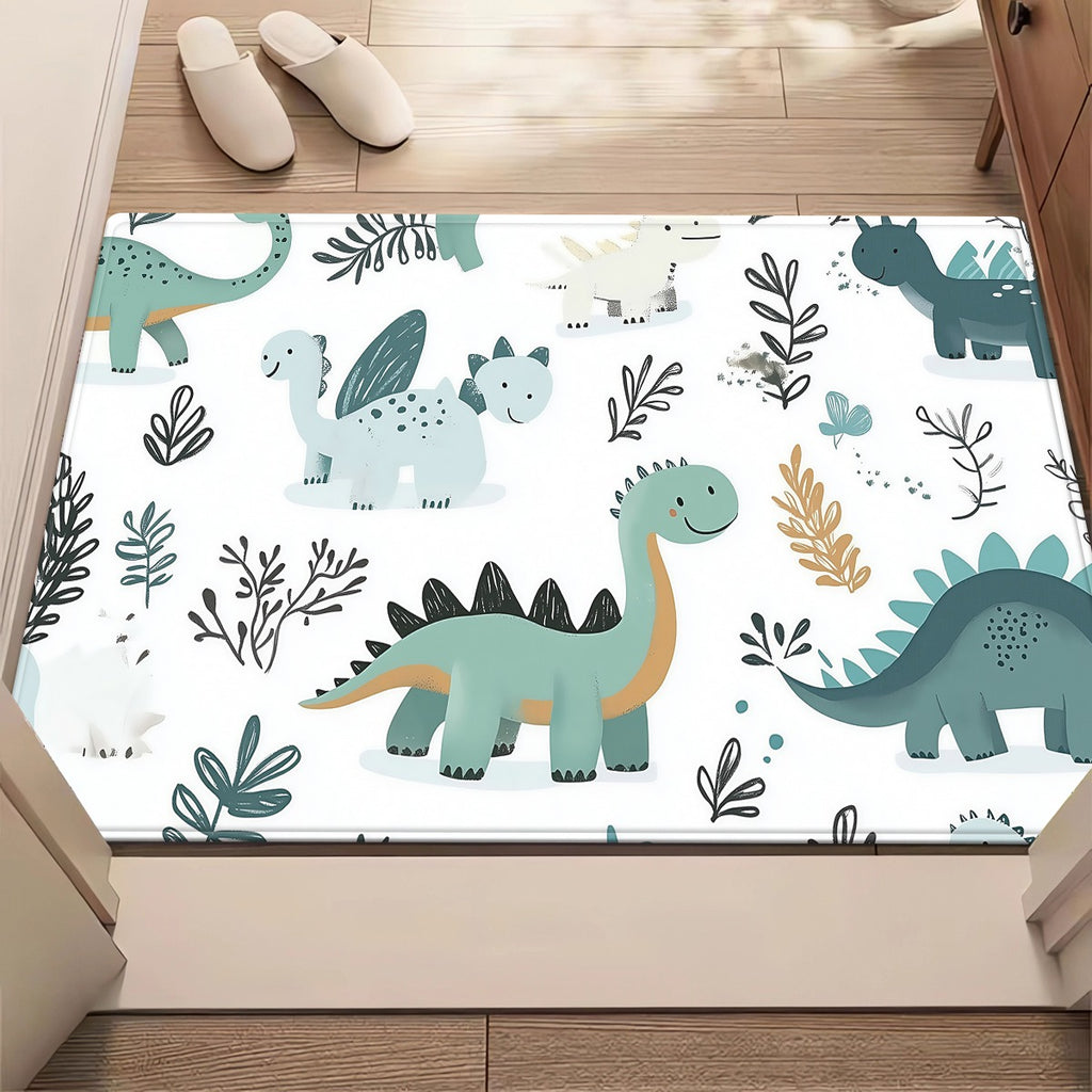 Grand tapis de jeu doux avec motifs dinosaures Rex et Tricératops — Monptitlou