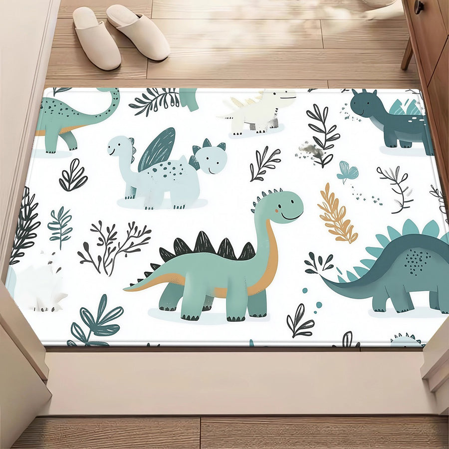 Grand tapis de jeu doux avec motifs dinosaures Rex et Tricératops — Monptitlou