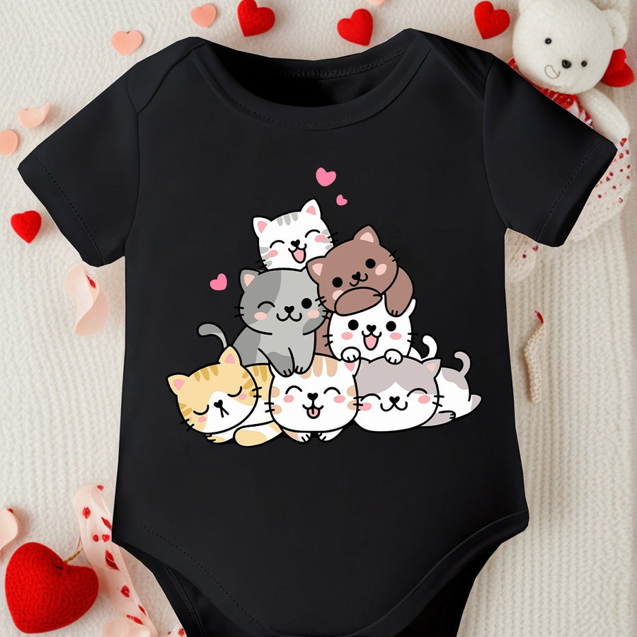 Combinaison à Manches Courtes Mignonne pour Nouveau-né Fille "Amis — Monptitlou