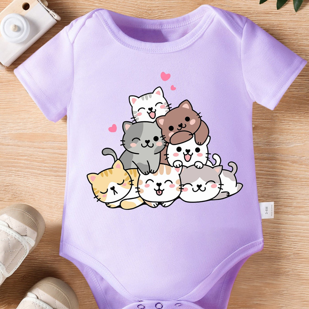 Combinaison à Manches Courtes Mignonne pour Nouveau-né Fille "Amis — Monptitlou