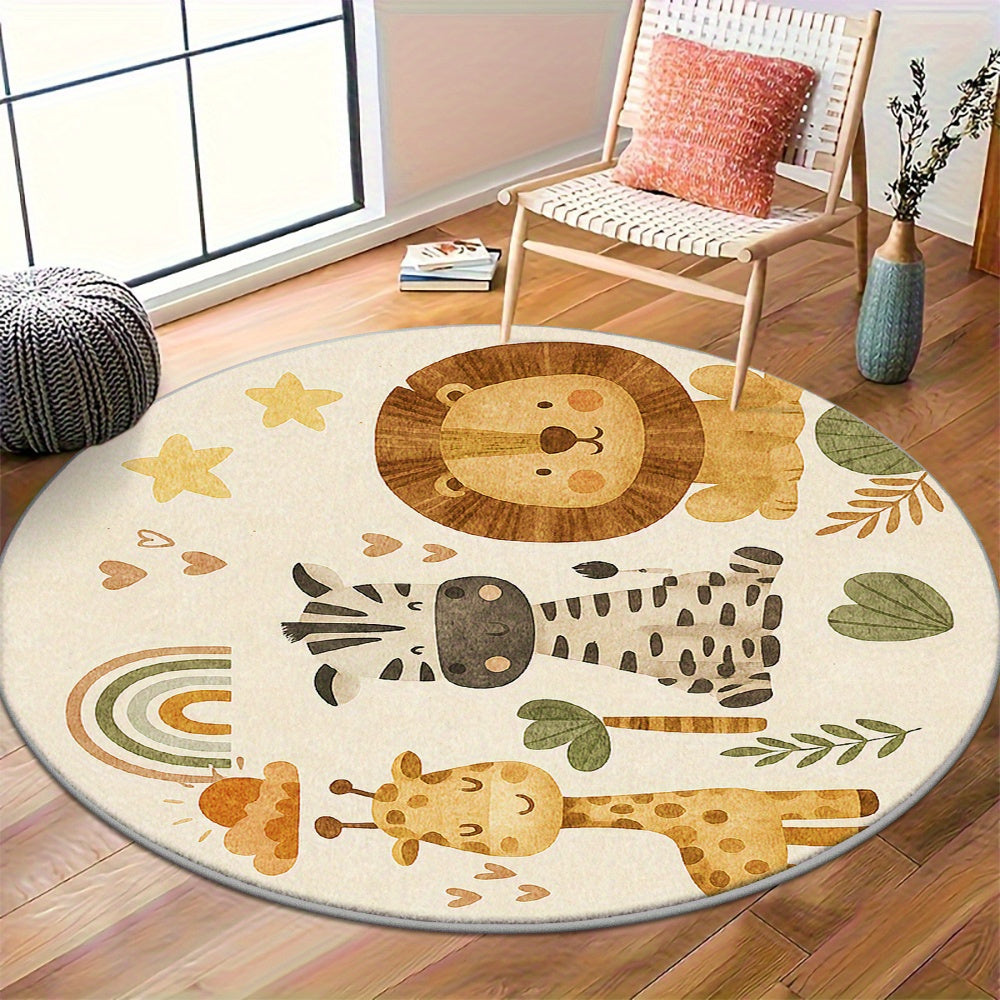 Tapis de jeu motif animaux de dessin animé en flanelle douce pour — Monptitlou Image
