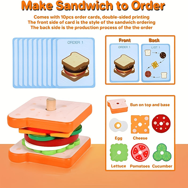 Collection de jouets en bois à empiler en forme de sandwich — Monptitlou