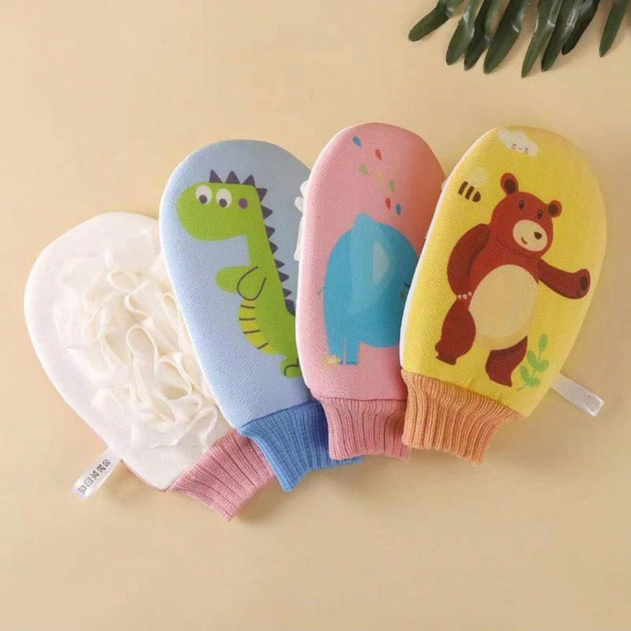 Gant de bain cartoon 1 pc, double face, frottement, mousse riche — Monptitlou