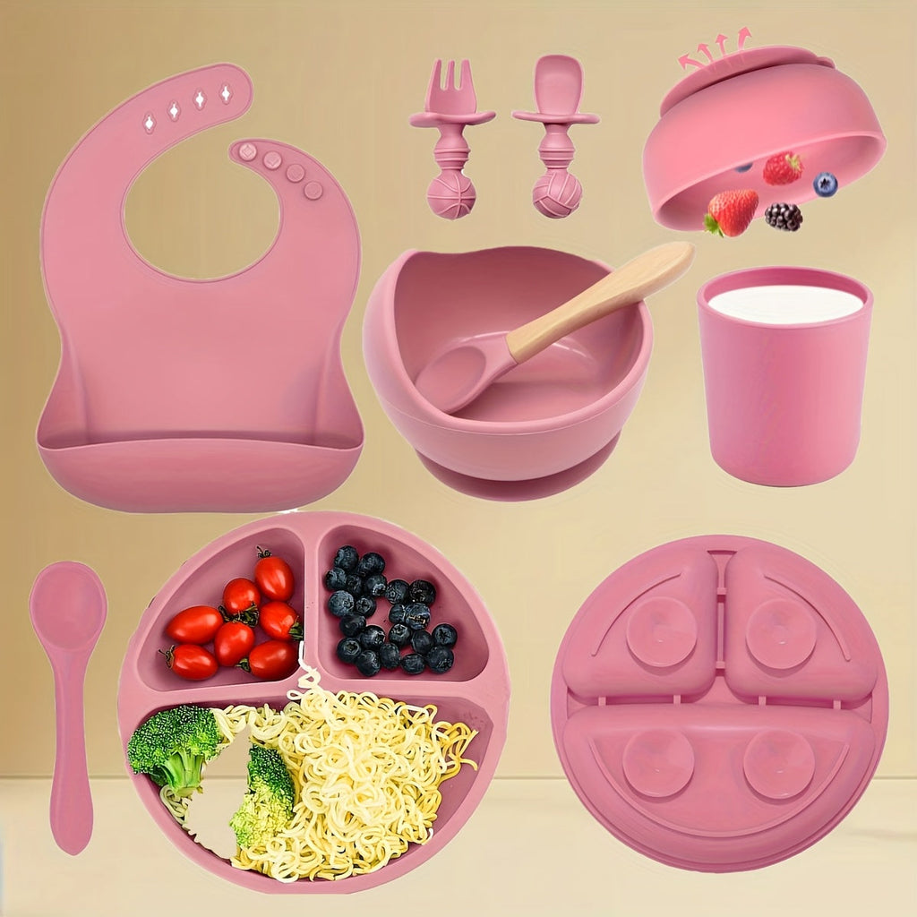 Set d'alimentation bébé en silicone, incluant bol avec ventouse — Monptitlou