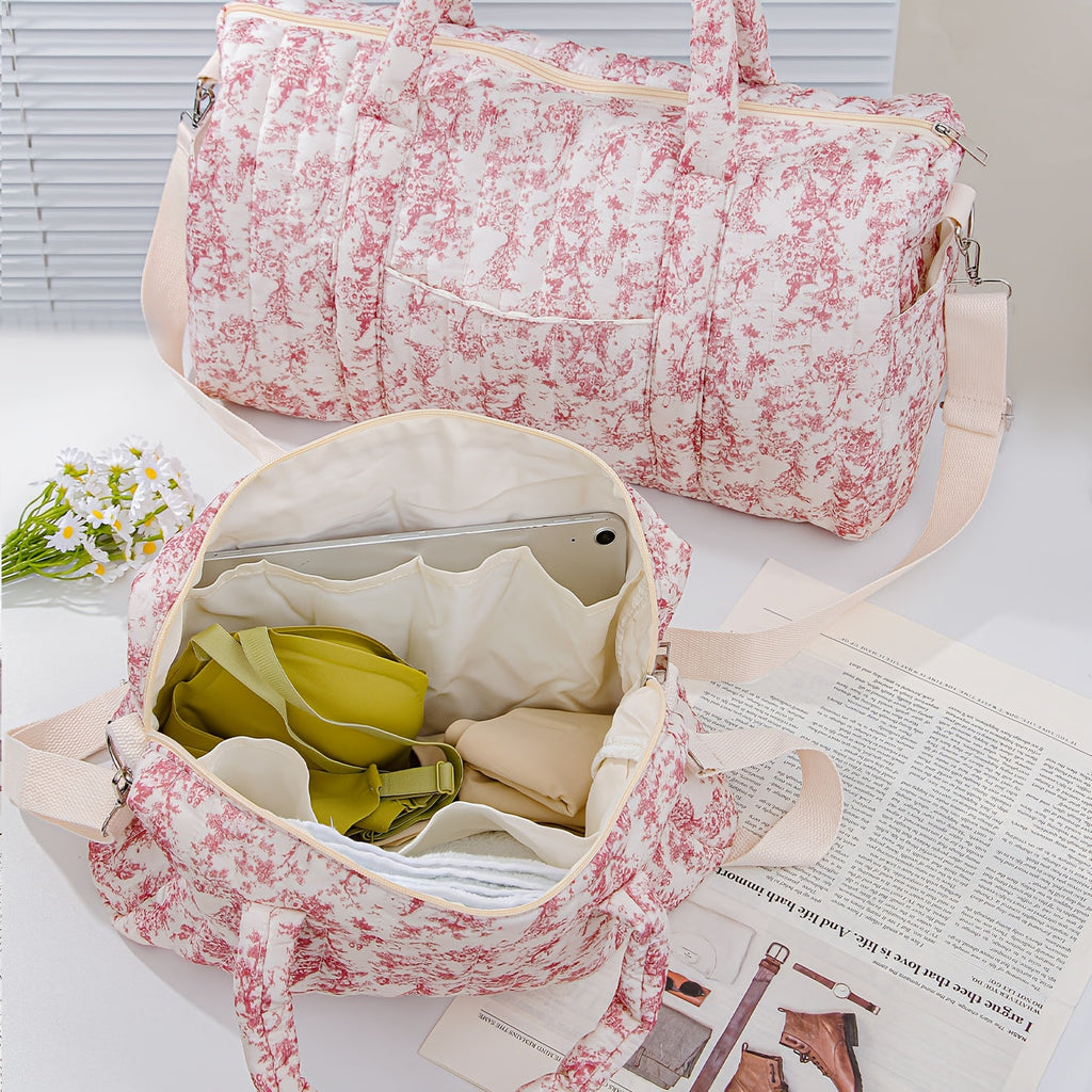 Sac fourre-tout grand modèle à motifs floraux, matelassé — Monptitlou