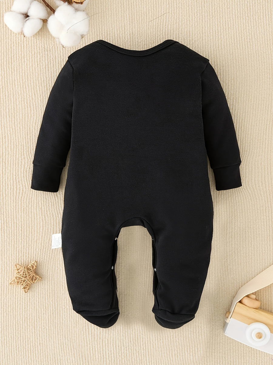 Combinaison bébé à manches longues et pieds, motif lettres — Monptitlou