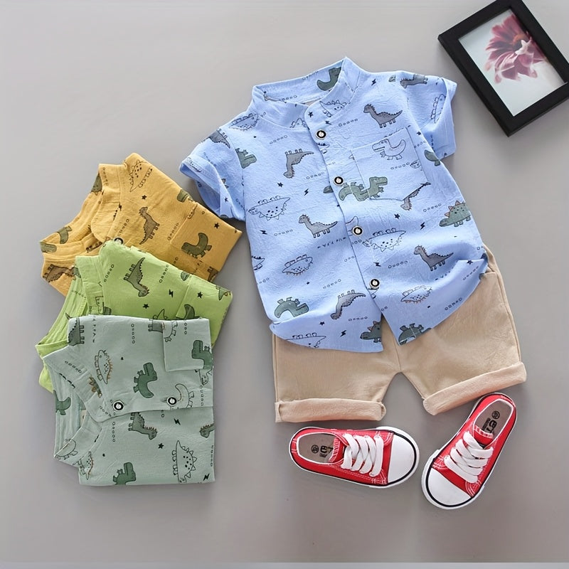 Chemise à manches courtes décontractée pour jeunes, motif animaux, été — Monptitlou