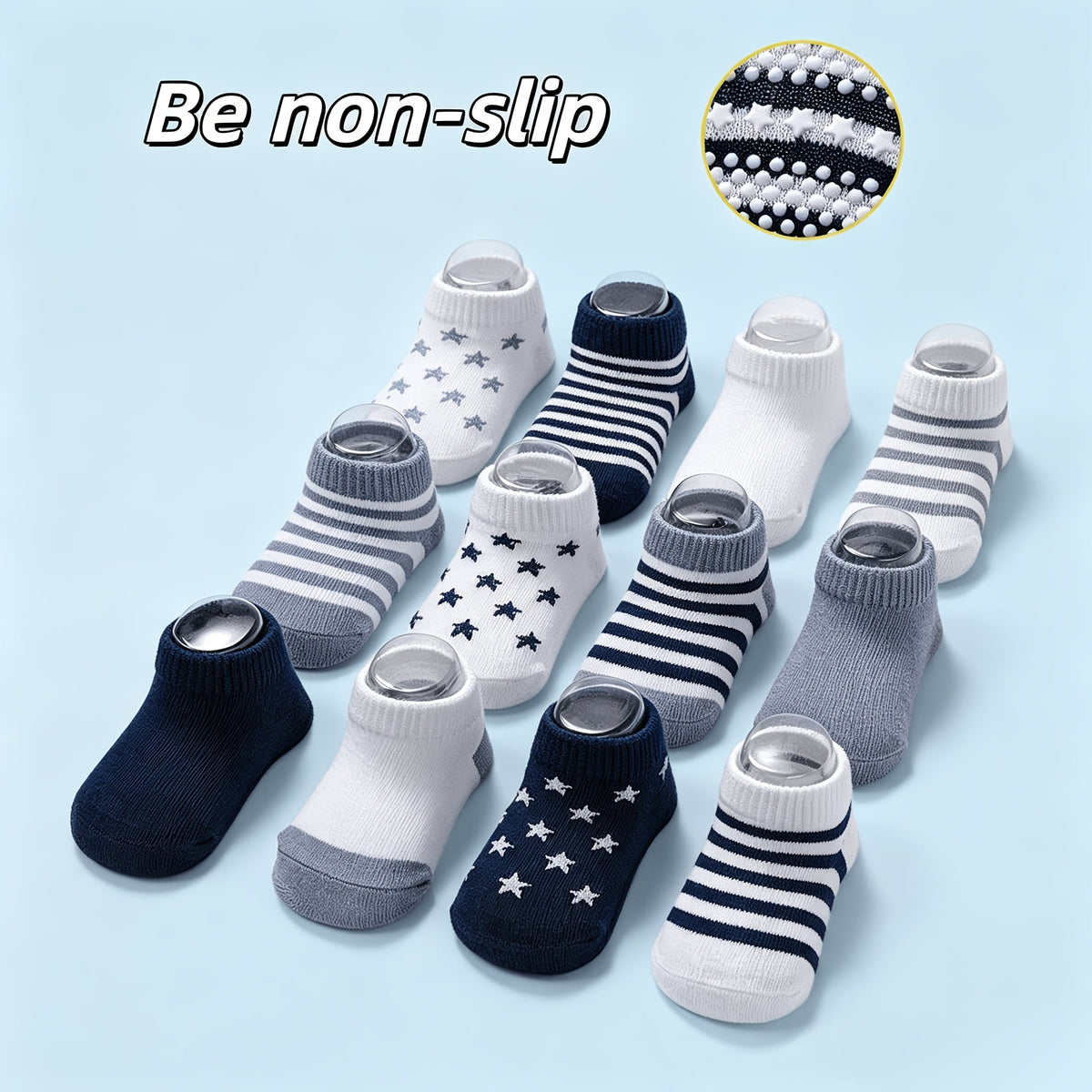 12 Paires de Chaussettes Antidérapantes pour Bébé — Monptitlou Image