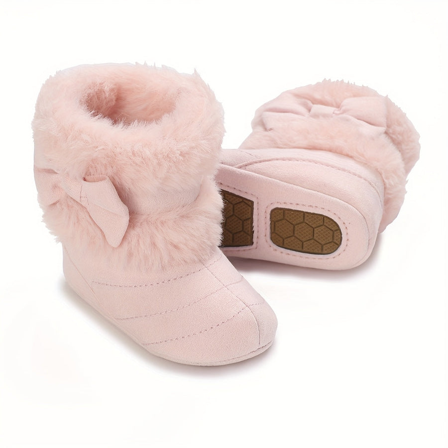 Bottes bébé chaudes hiver polyvalentes mode, avec nœud, 0-1 an — Monptitlou