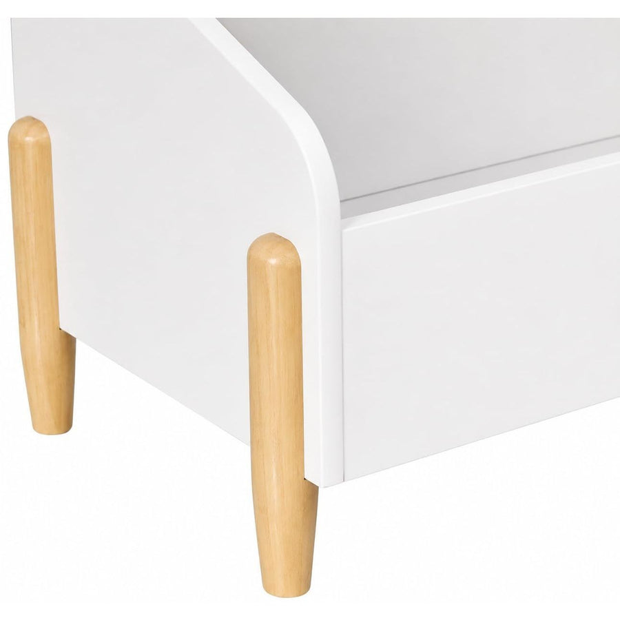 Coffre de Rangement Ouvert Blanc avec Pieds en Bois Naturel – Meuble de — Monptitlou