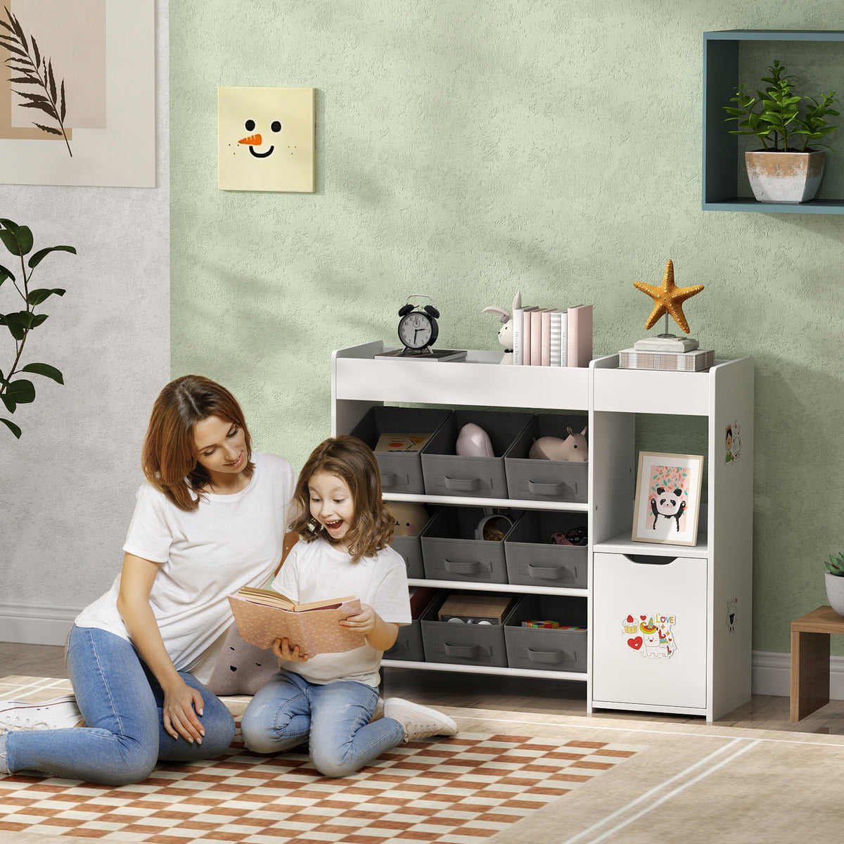Meuble de rangement AIYAPLAY pour jouets 'S avec 9 tiroirs en tissu et — Monptitlou Image