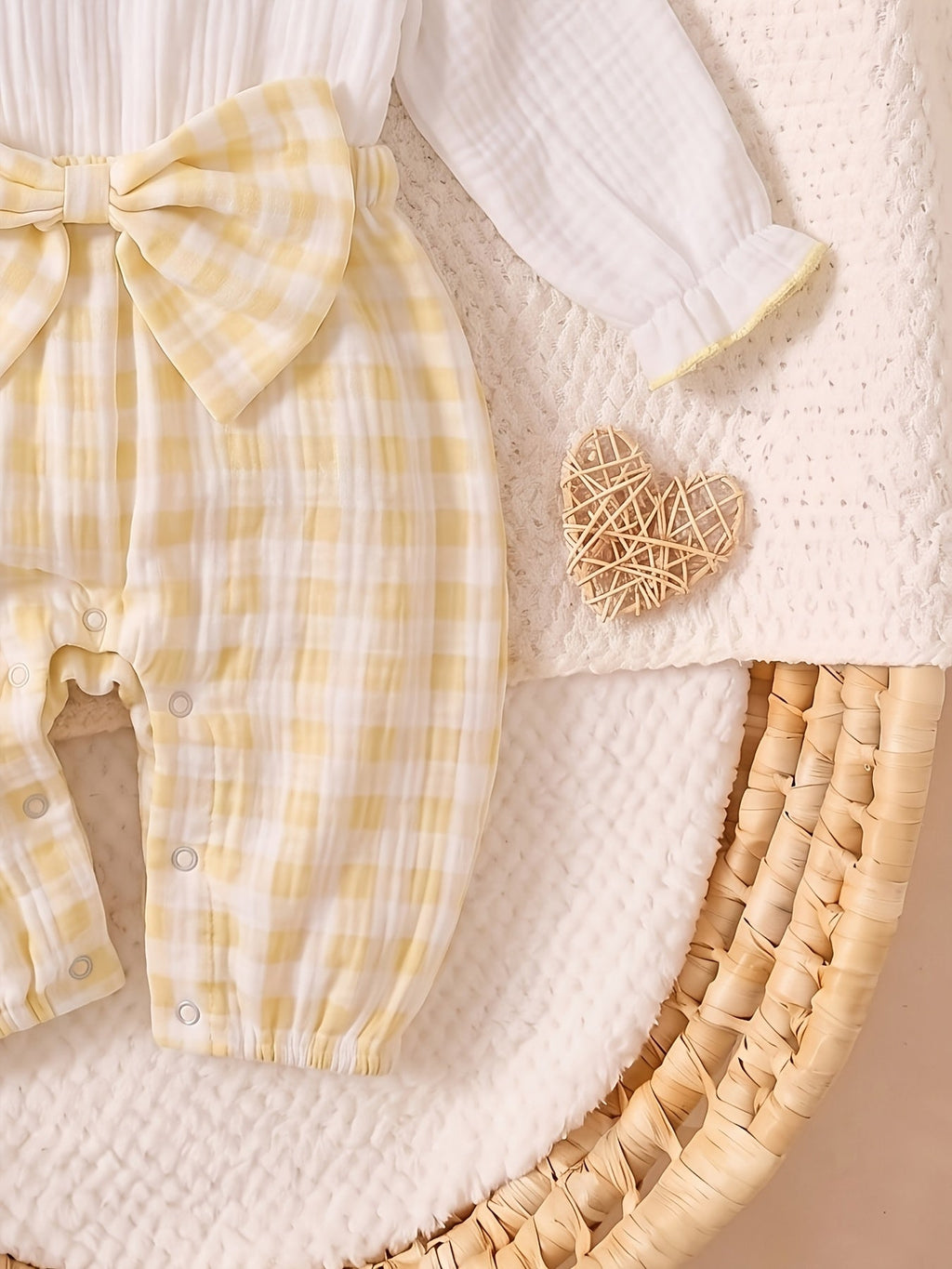 Combinaison d'automne pour bébé fille, rose à carreaux froissés — Monptitlou