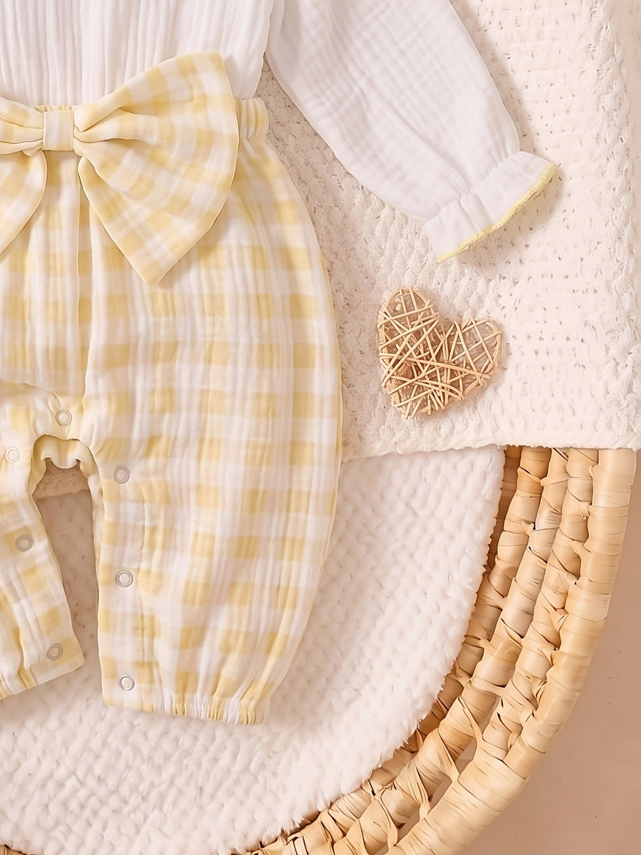 Combinaison d'automne pour bébé fille, rose à carreaux froissés — Monptitlou