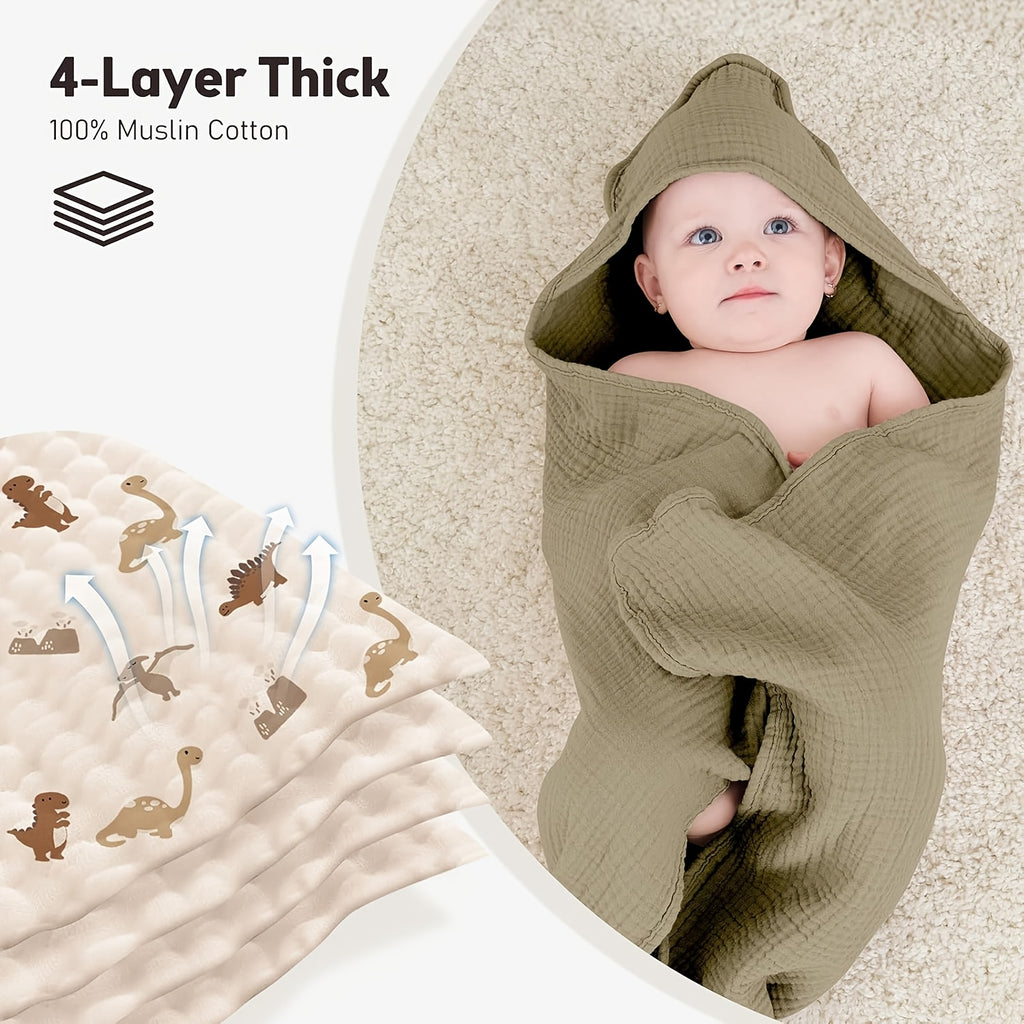 Serviettes de bain à capuche pour nouveau-né 100 % mousseline de coton — Monptitlou