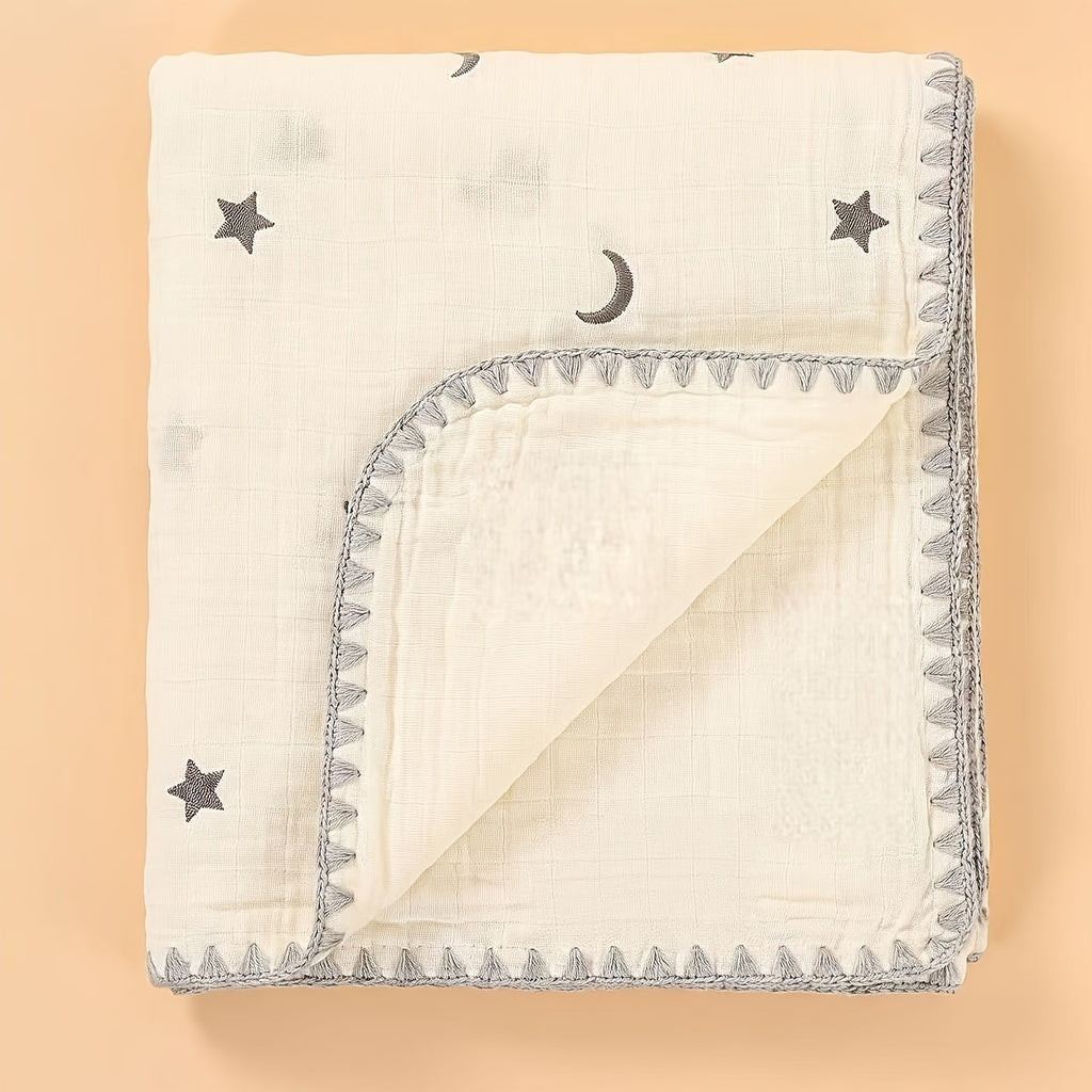 Couverture pour enfant 1 pièce en gaze de coton brodée — Monptitlou