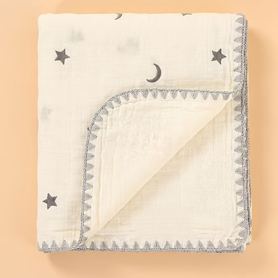 Couverture pour enfant 1 pièce en gaze de coton brodée — Monptitlou