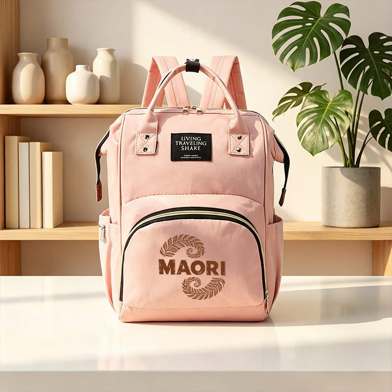 Sac à couches/Sac à dos avec motif de fougère maori pour mamans — Monptitlou