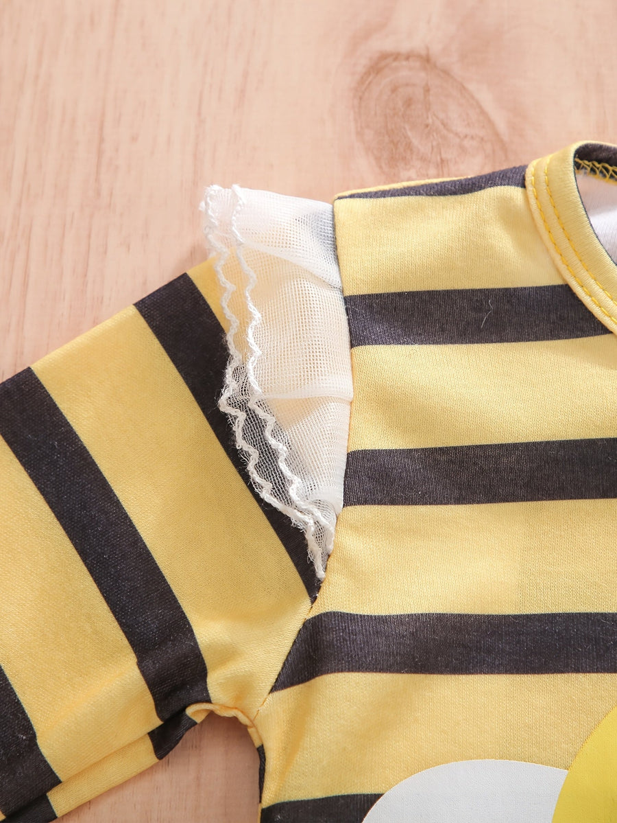 Grenouillère à manches longues pour enfant à imprimé abeille — Monptitlou