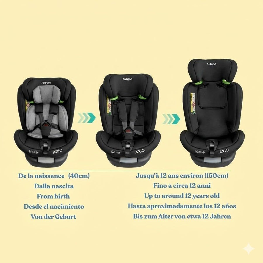 Nania Siège auto AXIO Isofix Pivotant 360° I-Size 40-150 cm