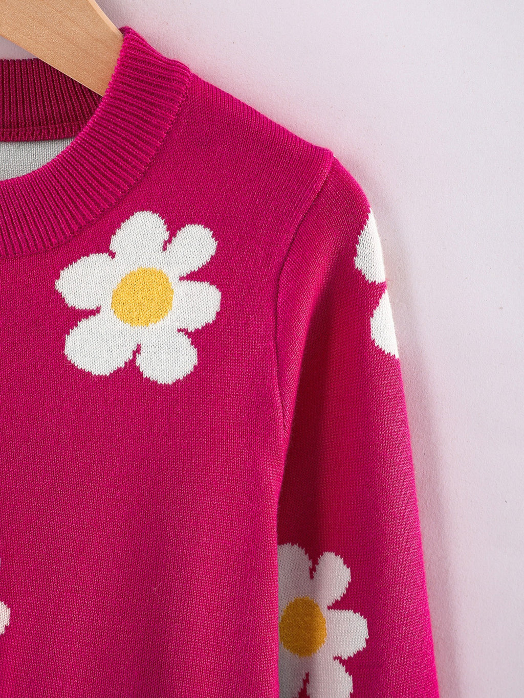 Pull col rond pour fille motif fleuri pour l'hiver, photo 17