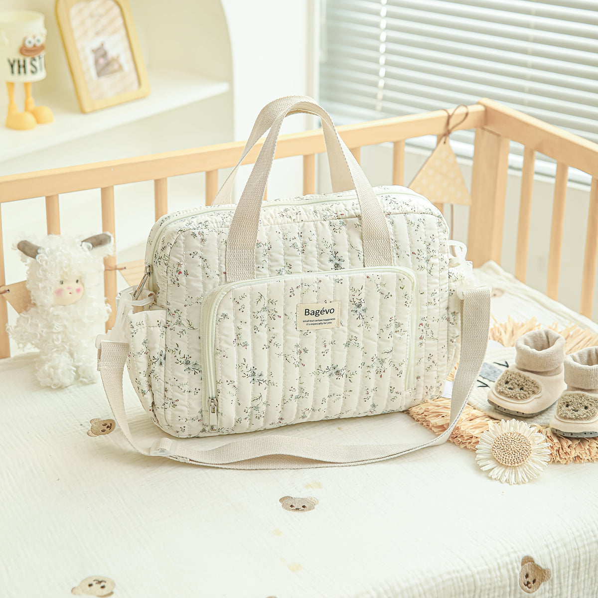 Sac à langer cabas floral pour maman et papa — Monptitlou Image
