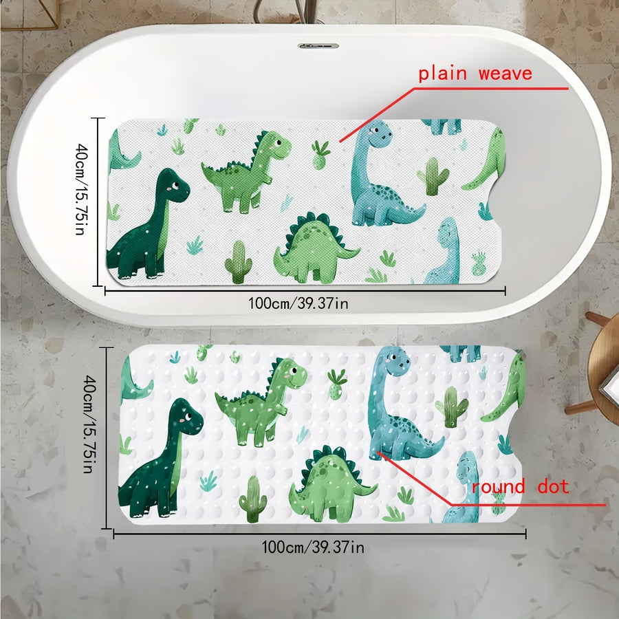 1 tapis de baignoire imprimé motif dessin animé, motif dinosaure vert — Monptitlou