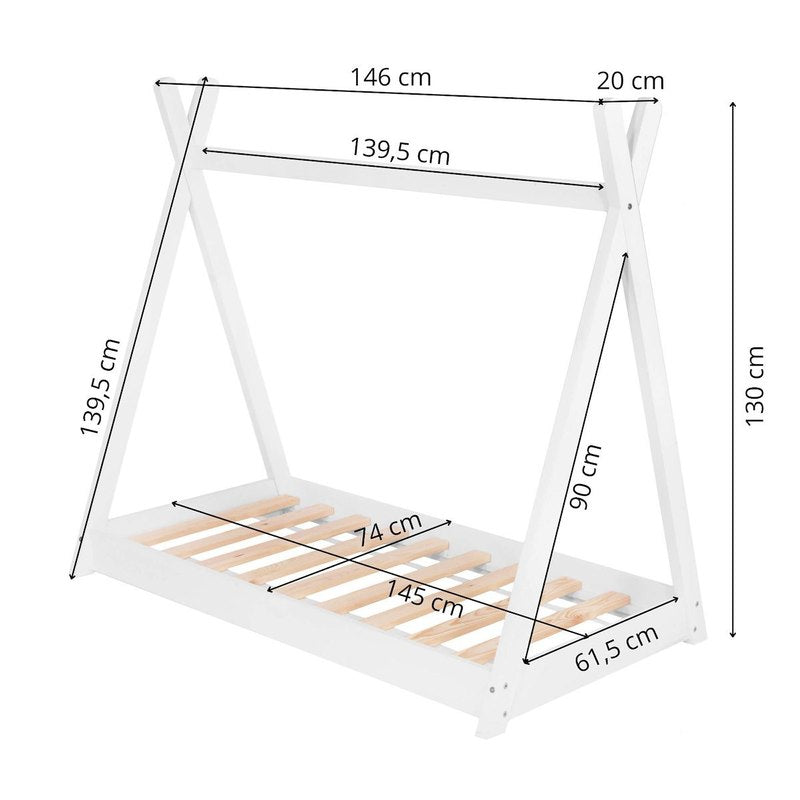Lit tipi en bois pour enfant, berceau à plancher — Monptitlou