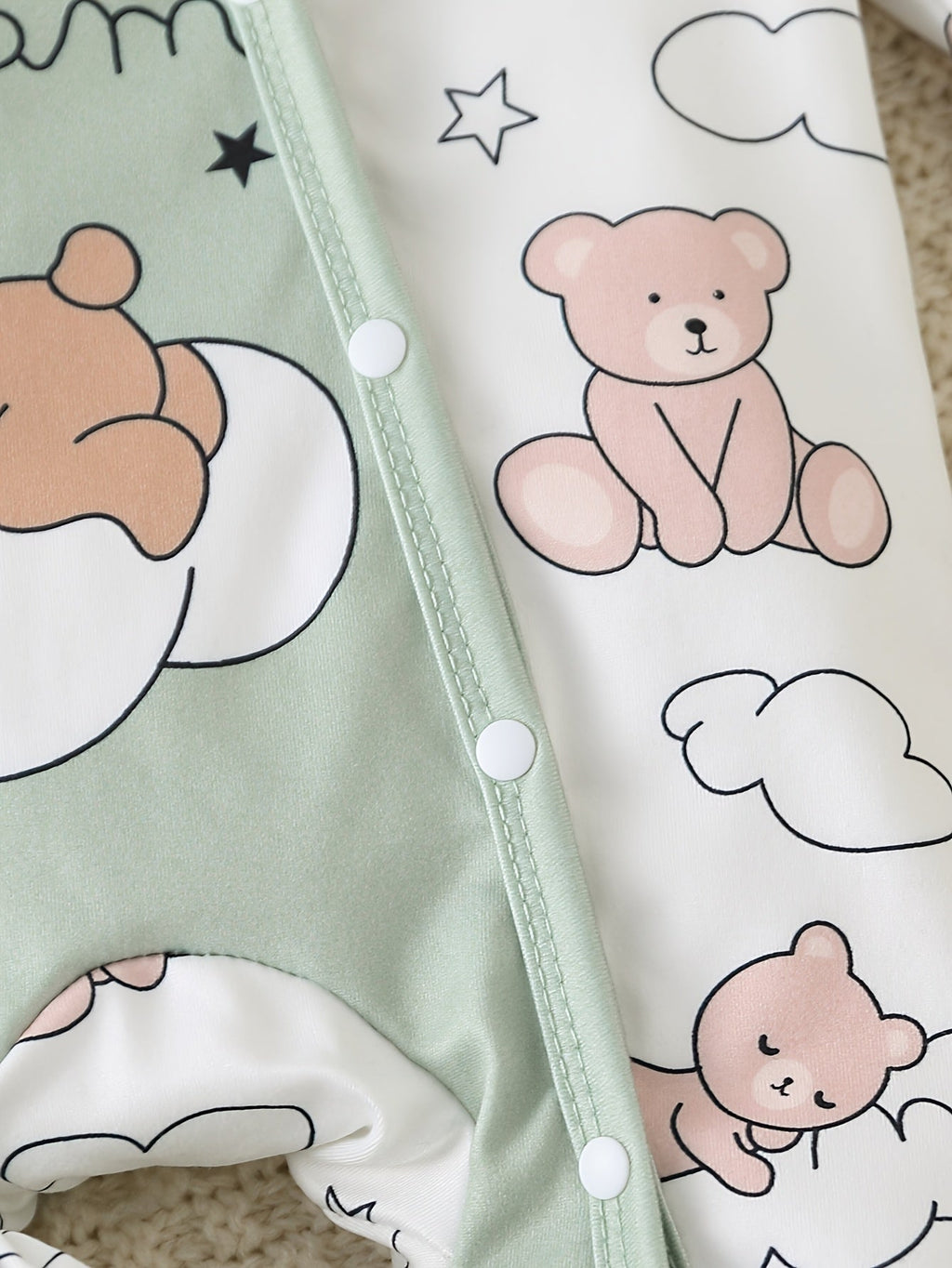 Barboteuse à pieds pour bébé avec imprimé ours endormi "Sweet Dream" — Monptitlou