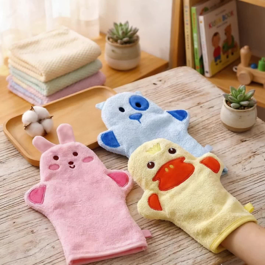 Gants de bain pour bébé à motif animal brodé, 5 styles — Monptitlou