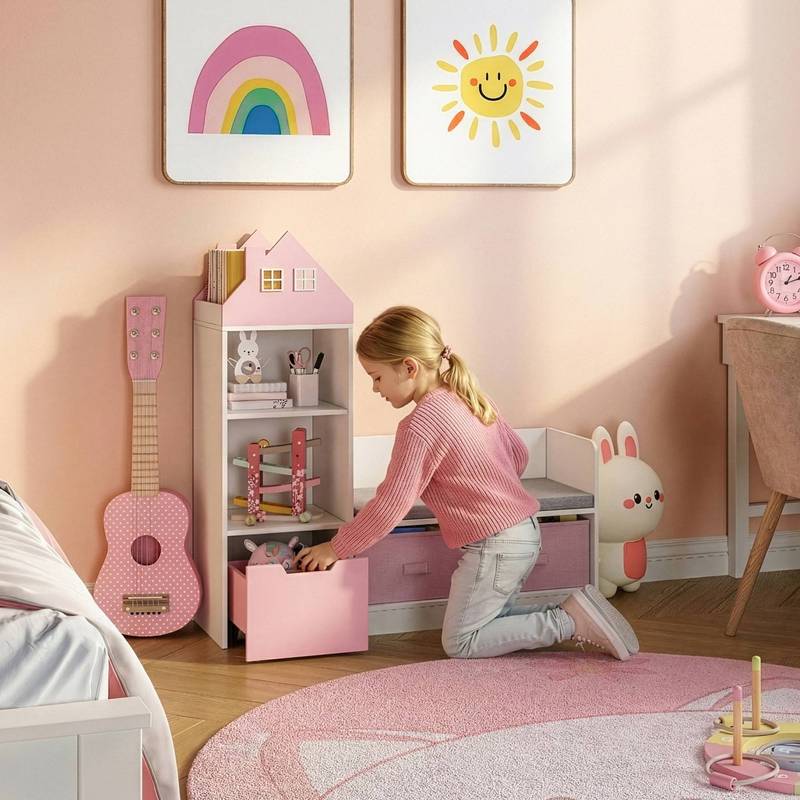 Banc Vipsali pour Enfants avec Étagère au Design Maison