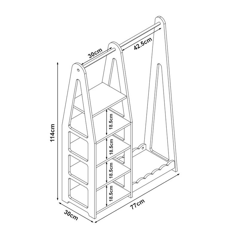 Armoire pour enfants Vestnes avec étagère latérale 114 x 77 x 30 cm — Monptitlou