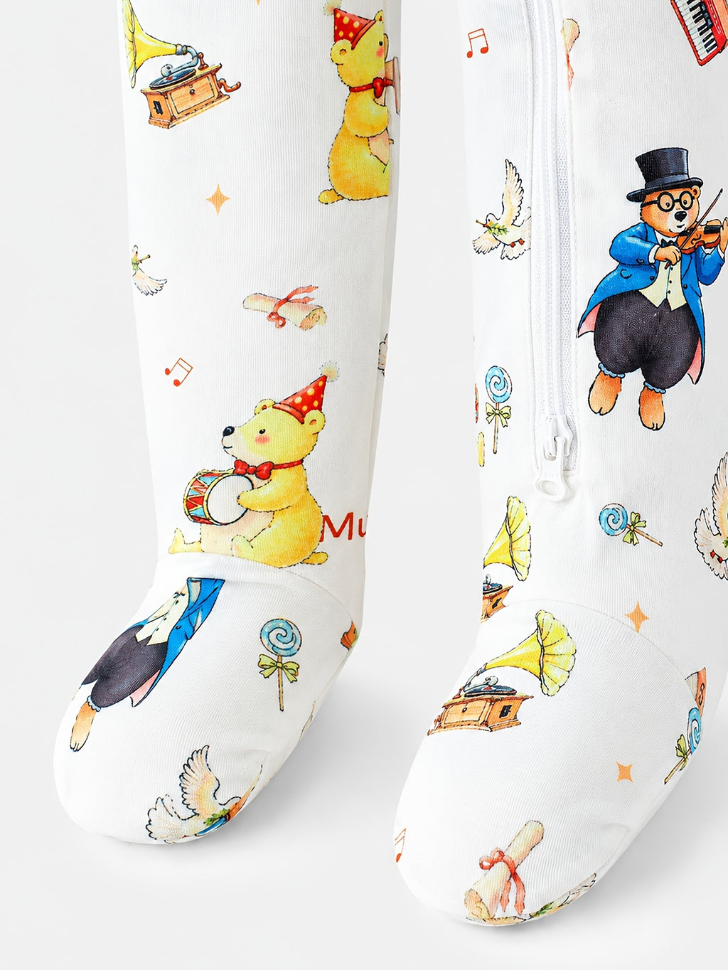 Combinaison pour garçon à thème ours avec pieds, élastique — Monptitlou
