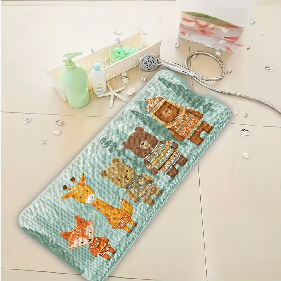 1 tapis de bain pour baignoire, motif animaux de la forêt — Monptitlou