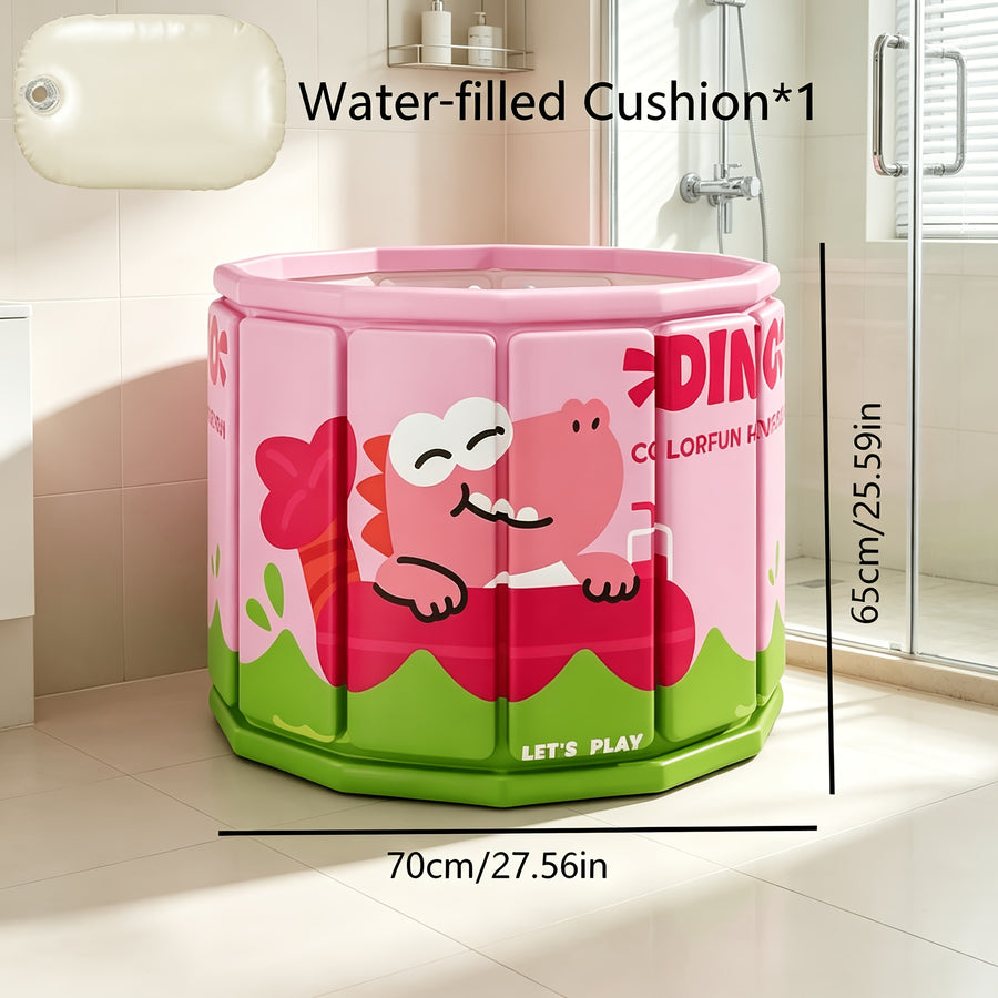 Baignoire pliable ronde avec imprimé dinosaure rose de 70,0 cm et 59,99 — Monptitlou