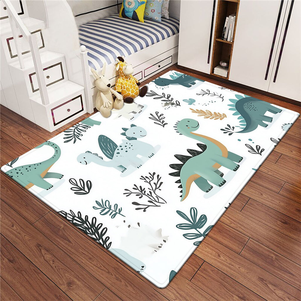 Grand tapis de jeu doux avec motifs dinosaures Rex et Tricératops — Monptitlou