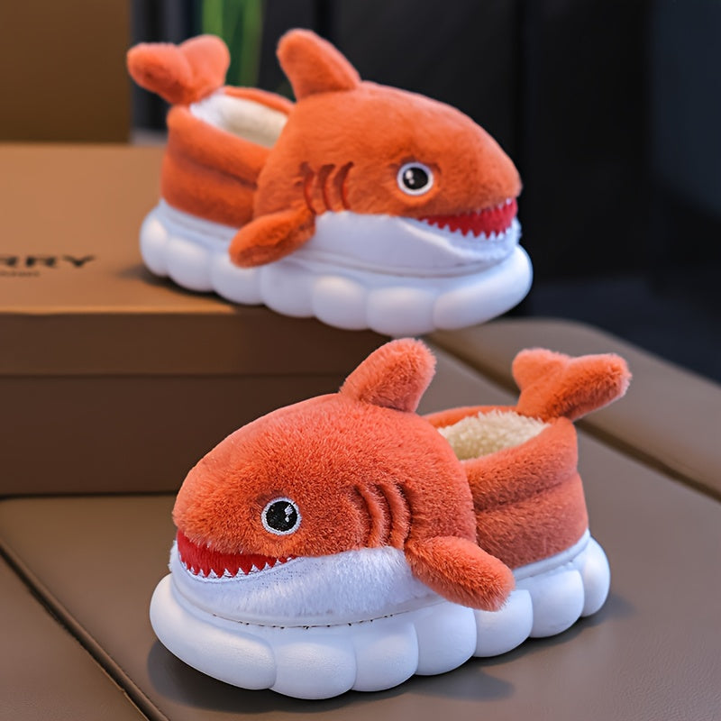 1 Paire de Chaussons en Peluche Requin Cartoon Mignons pour Garçons et — Monptitlou