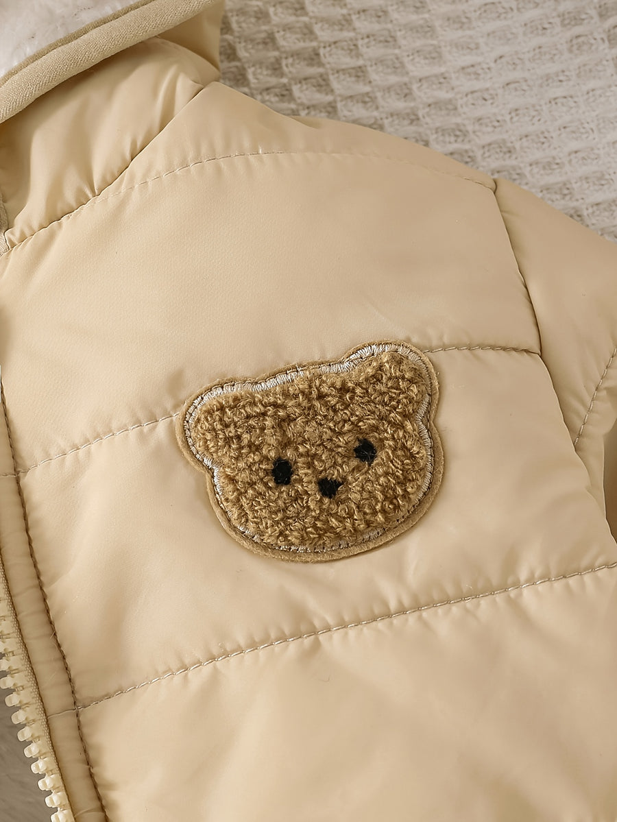 Ensemble à capuche en polaire avec écussons ours bébé mignons — Monptitlou