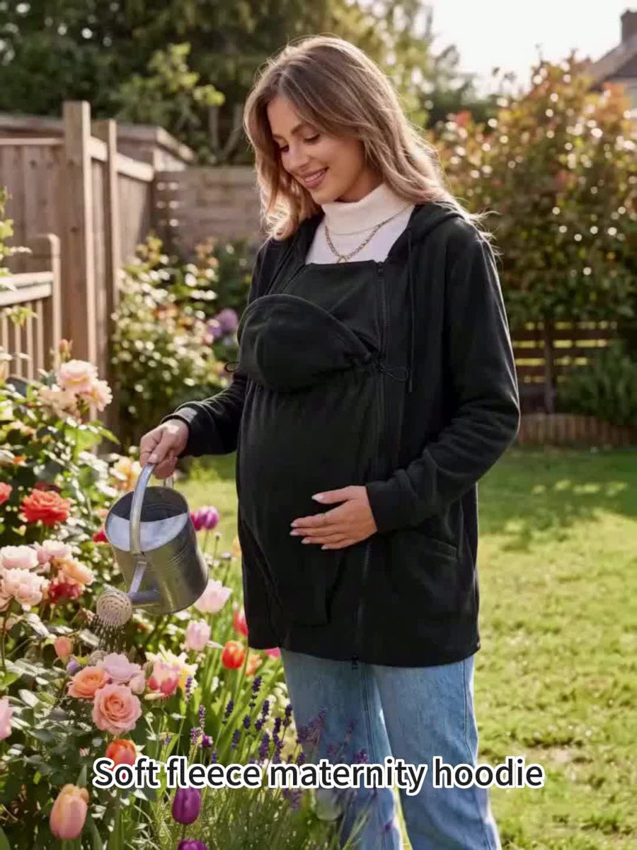 Maternité Hiver Couleur Unie Porte-Bébé Multifonctionnel Manteau Chaud — Monptitlou