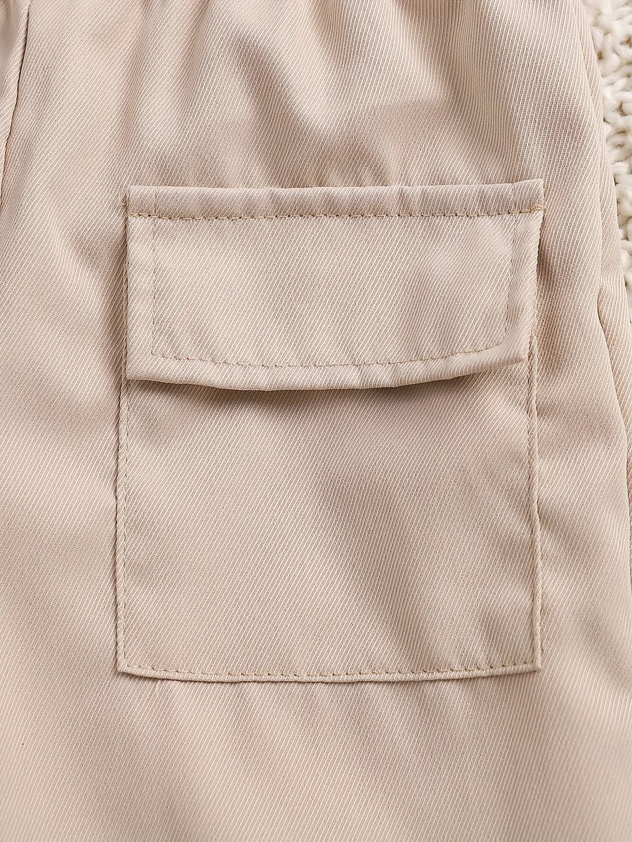 Ensemble chemise à carreaux et rayures abricot et pantalon cargo pour — Monptitlou