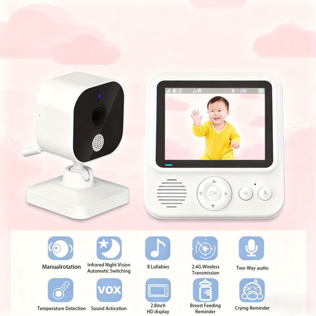 Écran vidéo IPS de 7,11 cm avec audio bidirectionnel, 8 berceuses — Monptitlou